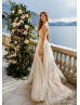 Beaded Lace Tulle Sexy Boho Beach Wedding Dress